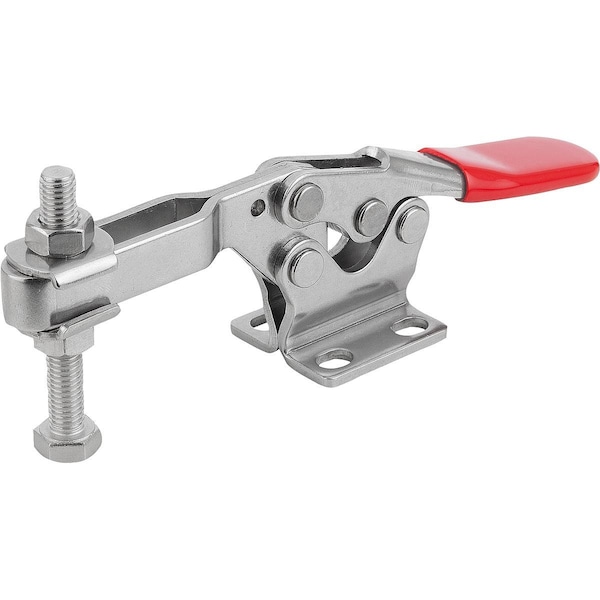 Toggle Clamp Std L=173, Form:C Stainless Steel, Horizontal Foot, Comp:Plastic, Comp:Red, F2=3200